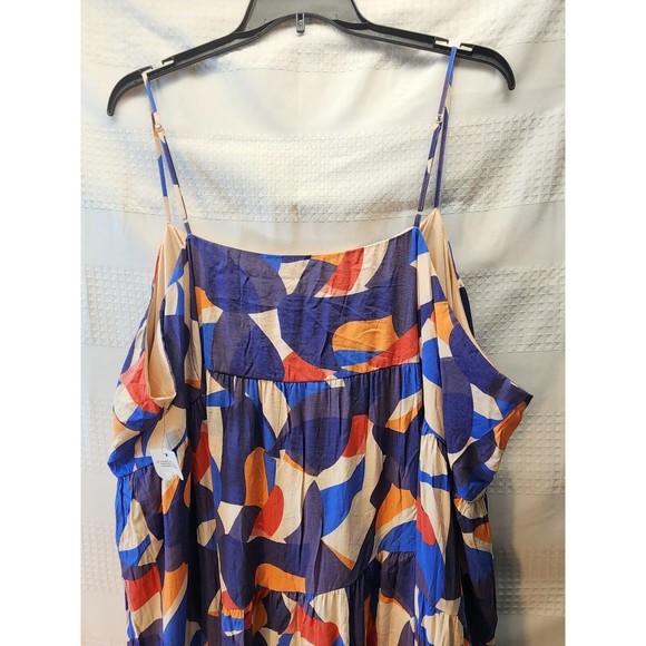 Nine West Maxi Dress 4XL Geo Print Sleeveless Adjustable Straps Rayon Sun Dress - Picture 5 of 8